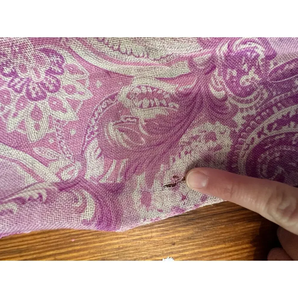 Unbranded Vintage Pink Paisley 100% Wool Sheer Western Scarf Wrap